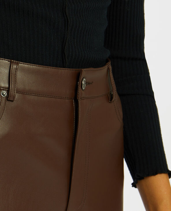 Pantalon droit simili cuir marron - Pimkie