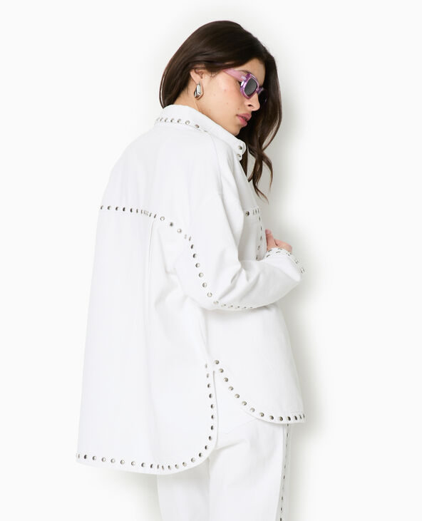 Veste oversize en toile avec clous blanc - Pimkie
