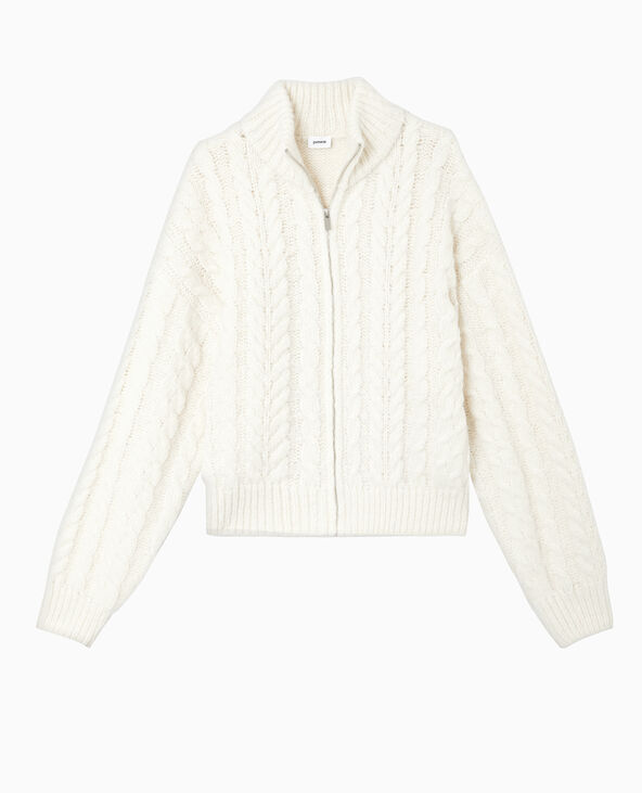 Gilet zippé en maille torsadée blanc - Pimkie