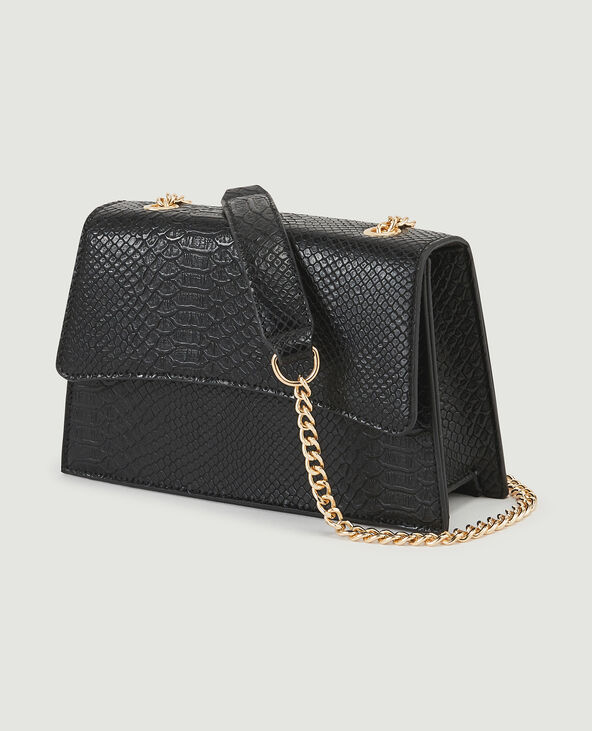 Sac boxy façon croco noir - Pimkie