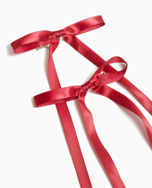 Lot de 2 barrettes crocodiles avec nœud rouge - Pimkie