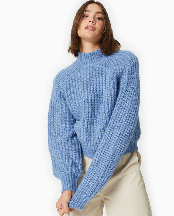 Pull col montant grosses mailles  bleu - Pimkie