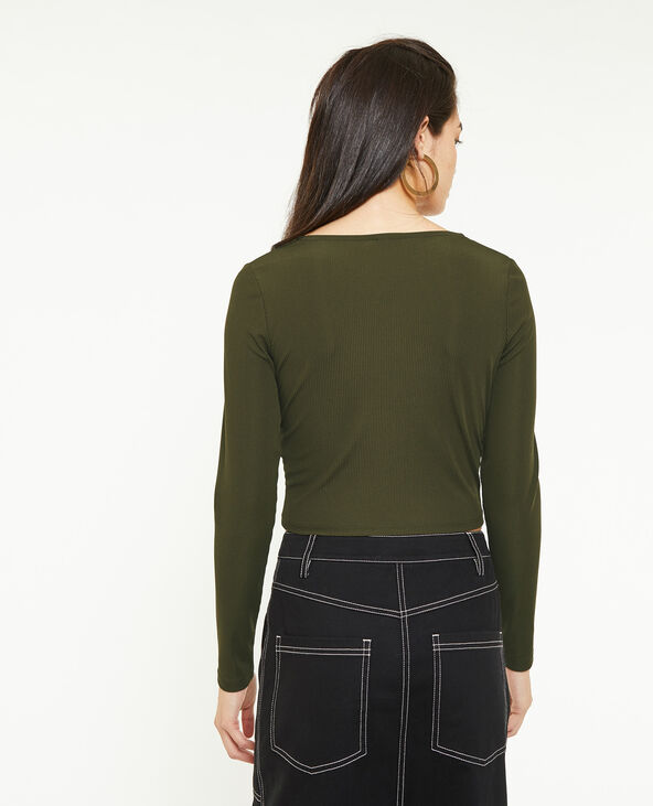 Top encolure carrée effet corset vert kaki - Pimkie