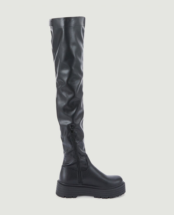 Bottes cuissardes semelles compensées noir - Pimkie