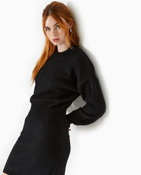 Robe en maille avec taille marquée noir - Pimkie