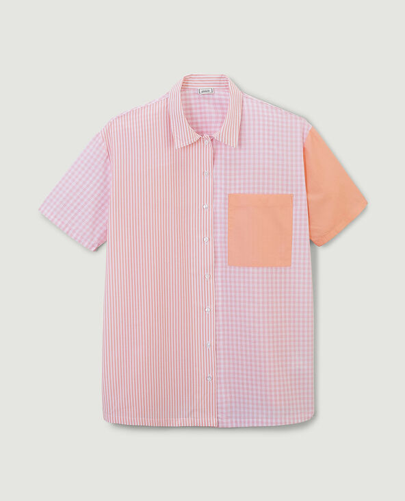 Chemise à motif vichy et rayures orange - Pimkie
