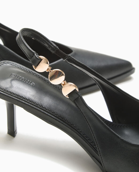 Escarpins bout pointu talon ouvert noir - Pimkie