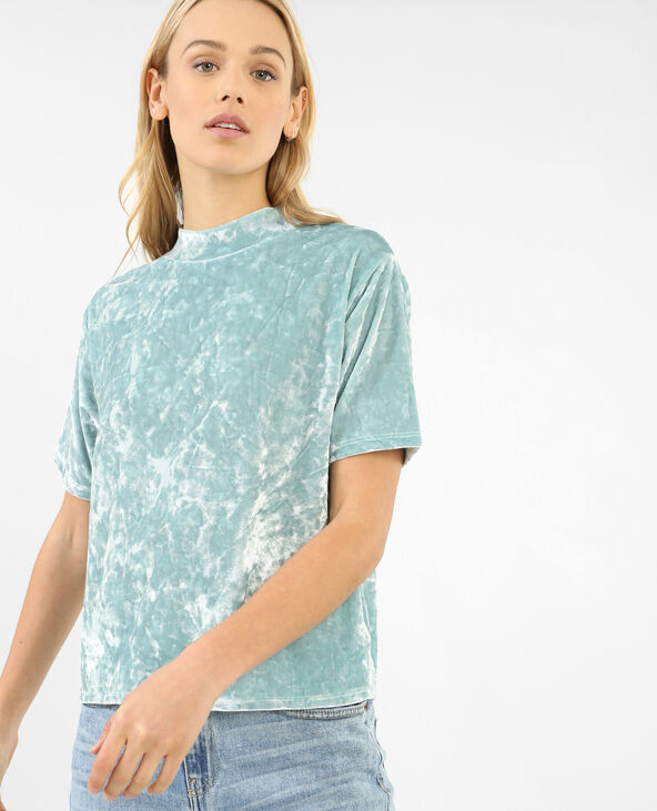 T-shirt velours vert de gris - Pimkie