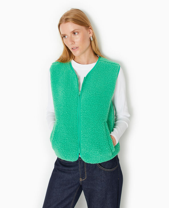 Gilet sans manches en sherpa effet mouton vert - Pimkie