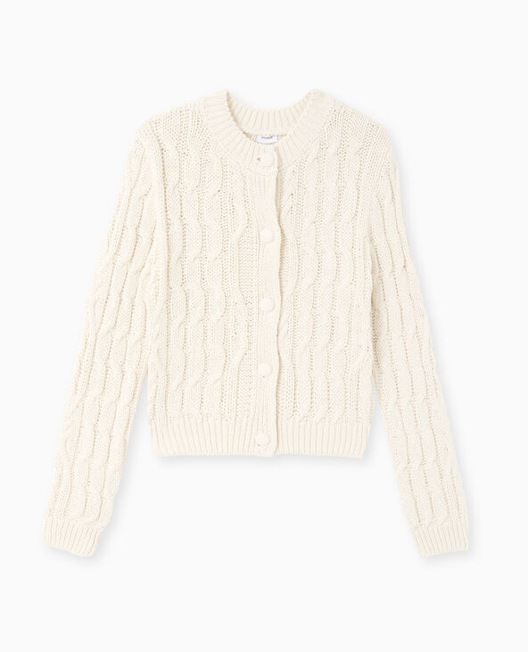 Gilet en maille torsadée blanc - Pimkie