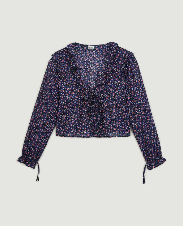 Blouse à volants bleu - Pimkie