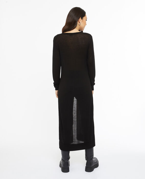 Gilet long en maille fine noir - Pimkie