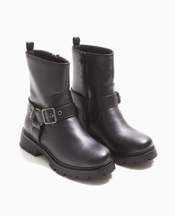 Boots motardes avec brides noir - Pimkie