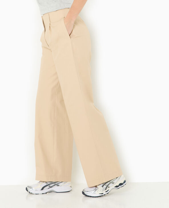 Pantalon en toile large et droit beige - Pimkie