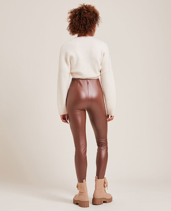 Legging simili cuir marron - Pimkie