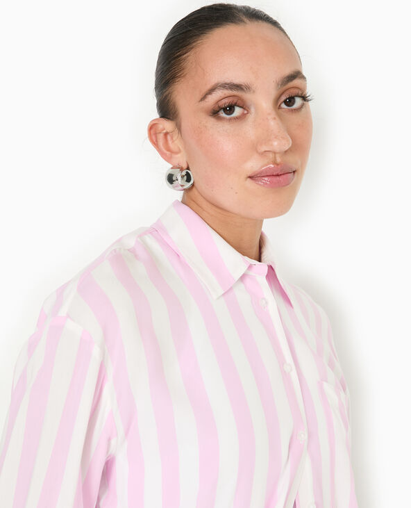 Chemise rayée oversize en tissu fluide rouge - Pimkie
