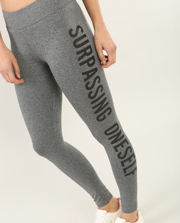 Legging sport à message gris chiné - Pimkie