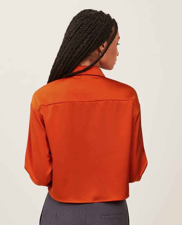 Chemise courte en tissu satiné orange - Pimkie