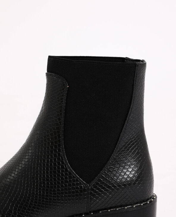 Bottines plates effet croco
