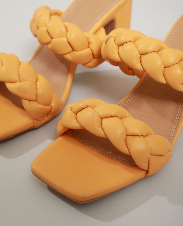 Mules à talons tressées orange - Pimkie