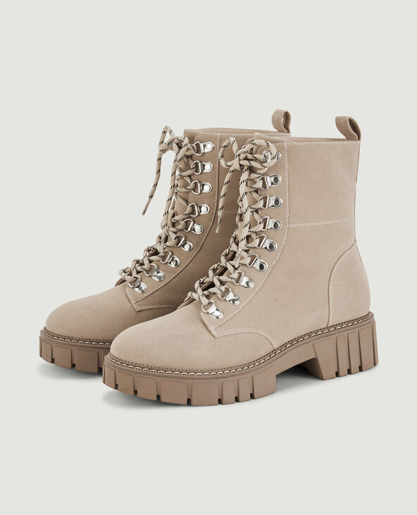 Boots à lacets beige - Pimkie