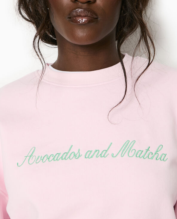 Sweat oversize avec broderies devant et dos rose clair - Pimkie