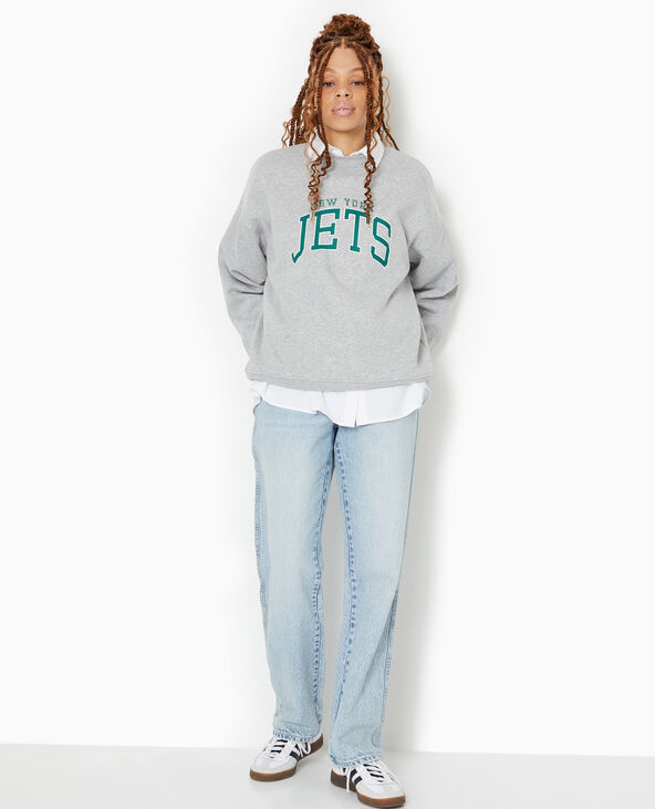 Sweat oversize avec print et broderie JETS gris chiné - Pimkie