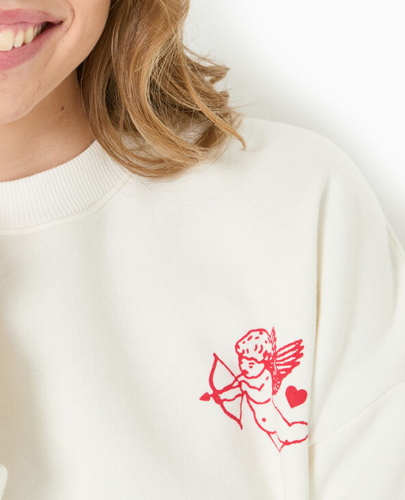 Sweat oversize avec print poitrine et dos  blanc - Pimkie