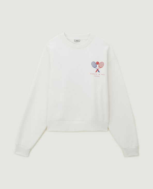 Sweat col rond avec print poitrine et dos blanc - Pimkie