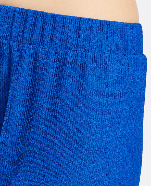 Pantalon large maille reliefée bleu électrique - Pimkie