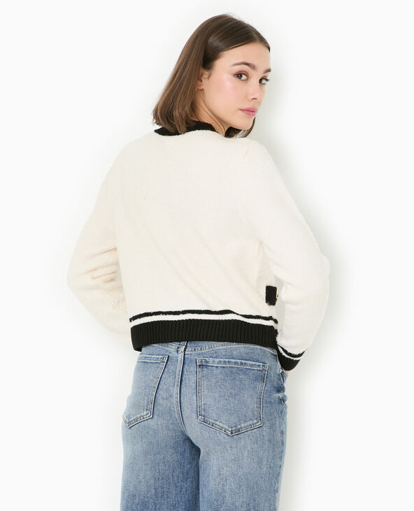 Gilet col rond avec bords contrastés blanc - Pimkie