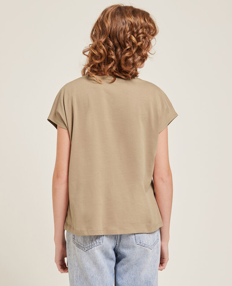T-shirt col V manches courtes camel - Pimkie