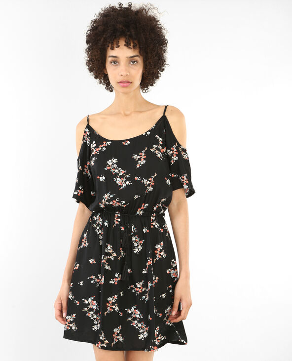 Robe fluide manches peekaboo noir - Pimkie