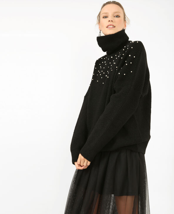 Pull à perles noir - Pimkie
