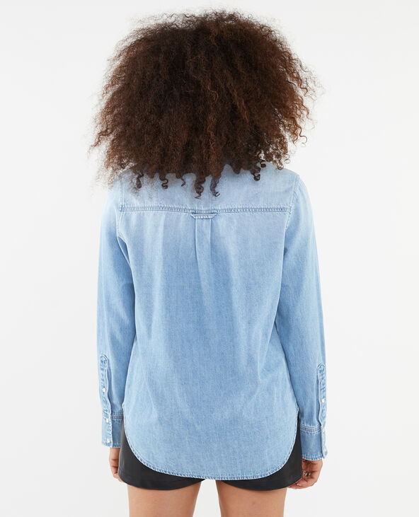 Chemise en jean avec boutons effet nacre bleu - Pimkie
