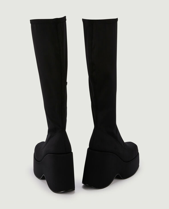 Bottes hautes avec semelles plateformes noir - Pimkie
