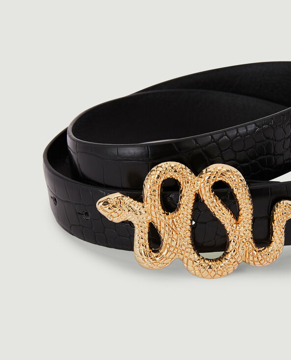 Ceinture effet croco avec serpent noir - Pimkie