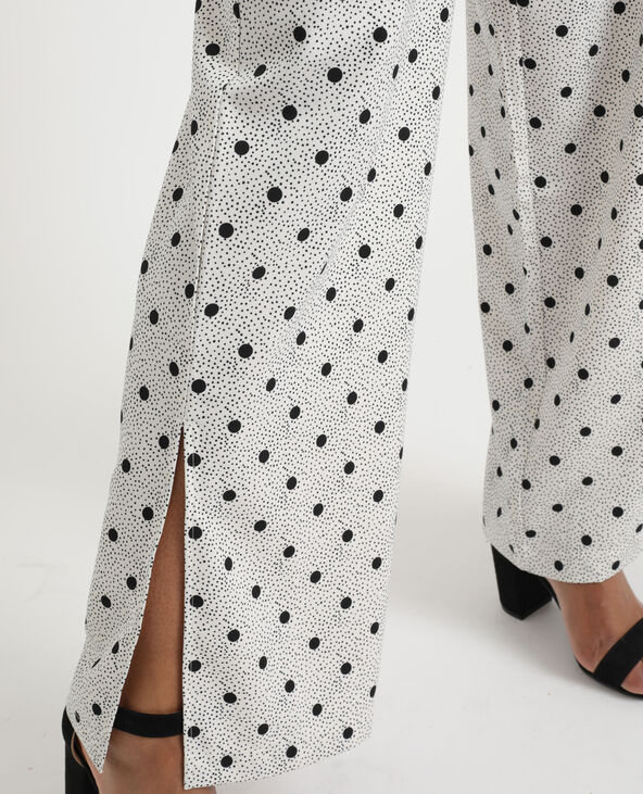 Pantalon fluide à pois blanc - Pimkie