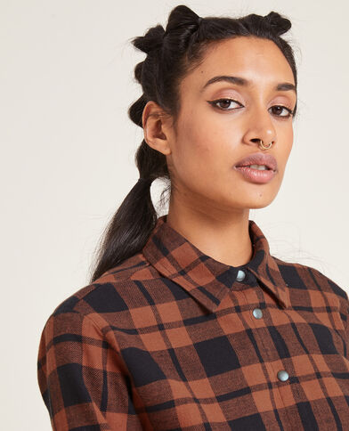 Chemise courte à carreaux orange - Pimkie