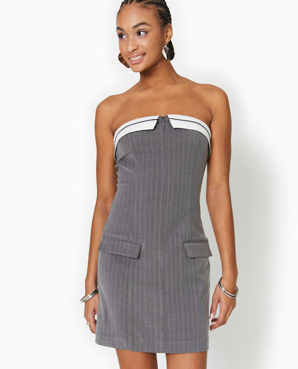 Robe courte bustier avec détail tailoring gris foncé - Pimkie