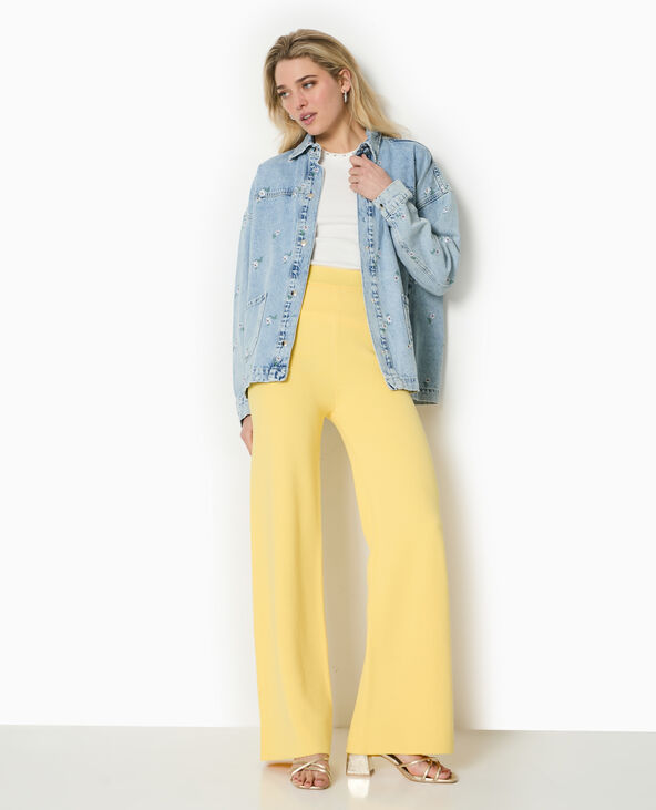 Pantalon droit en tricot jaune - Pimkie