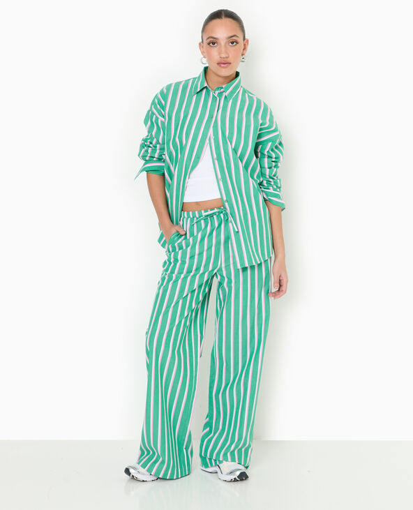 Pantalon rayé esprit pyjama d'homme vert - Pimkie