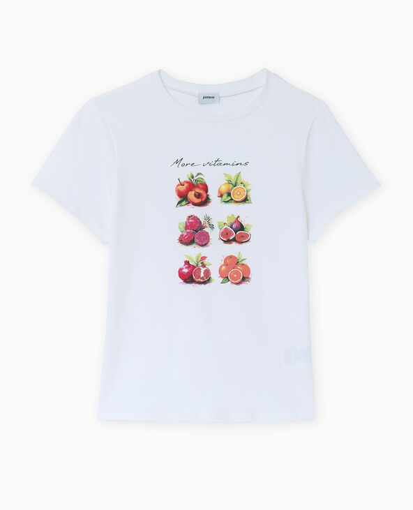 T-shirt manches courtes avec print devant blanc - Pimkie