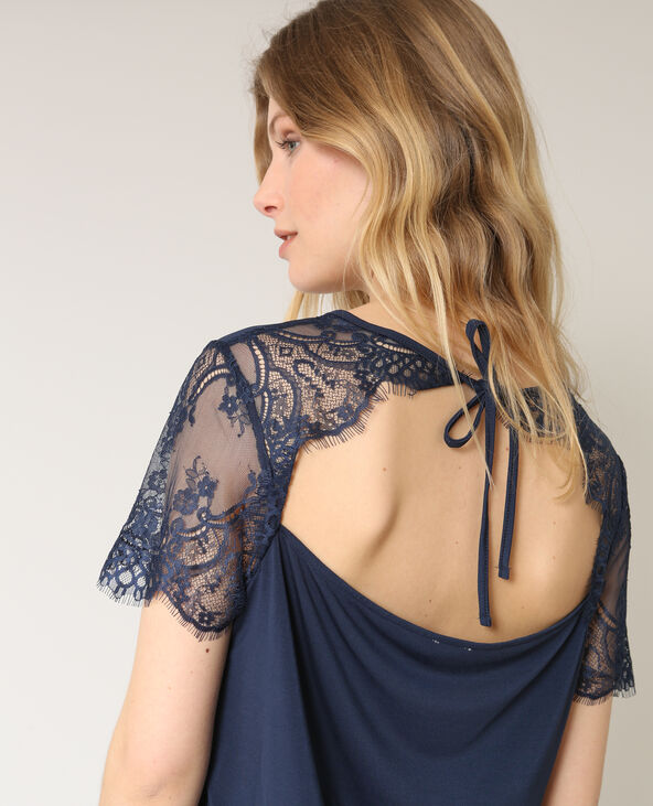 Tee shirt dentelle bleu marine new arrivals