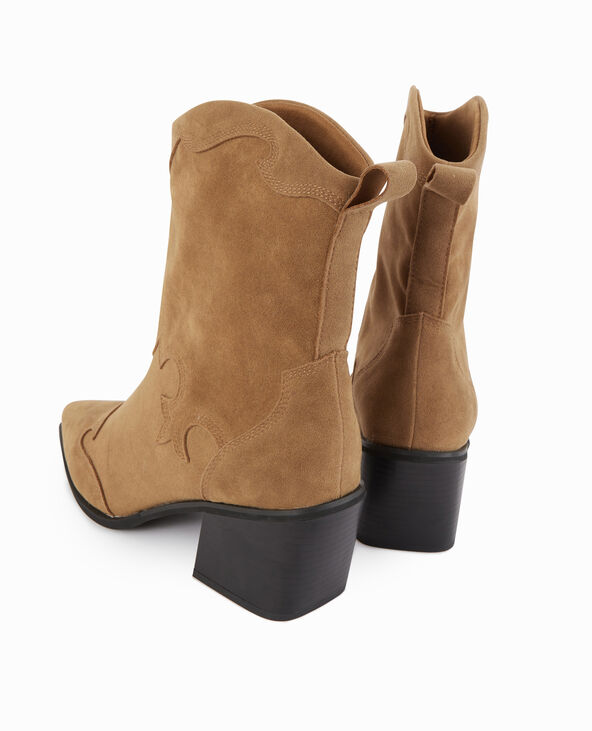 Boots santiags en suédine beige - Pimkie