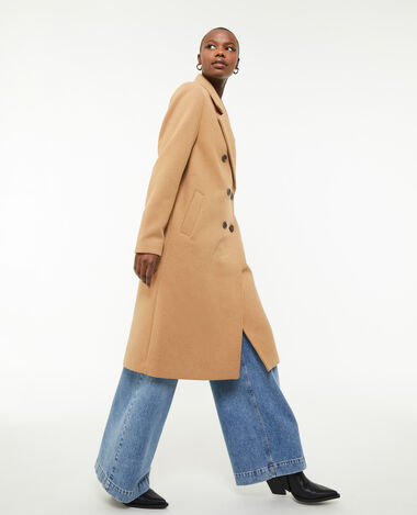 Manteau long drap de laine camel - Pimkie