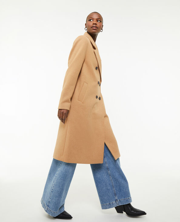 Manteau long drap de laine camel - Pimkie