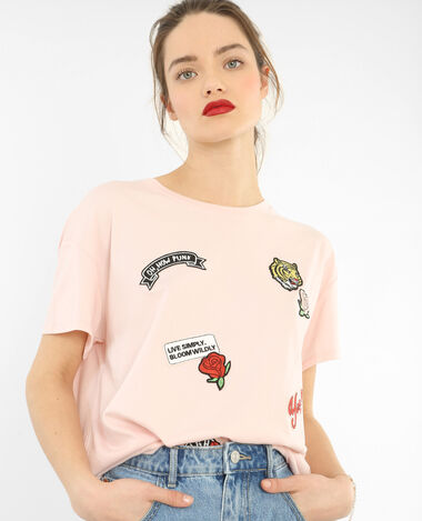 T-shirt patchs rose clair - Pimkie