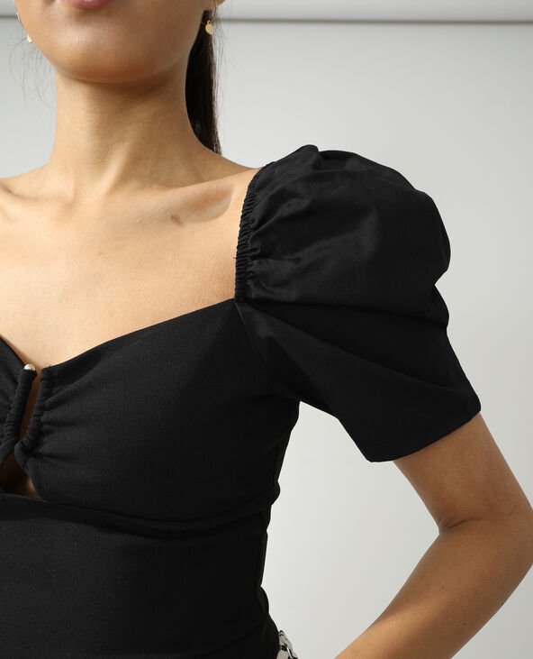 Top à manches bouffantes noir - Pimkie