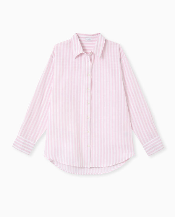 Chemise oversize rayée avec lin beige - Pimkie